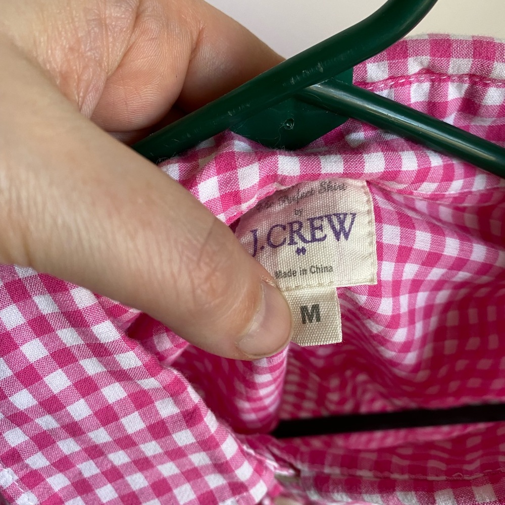 J. Crew pink and white gingham button down (medium) - Picture 2 of 3
